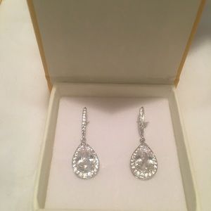 Teardrop dangle wedding earrings Cubic Zirconia
